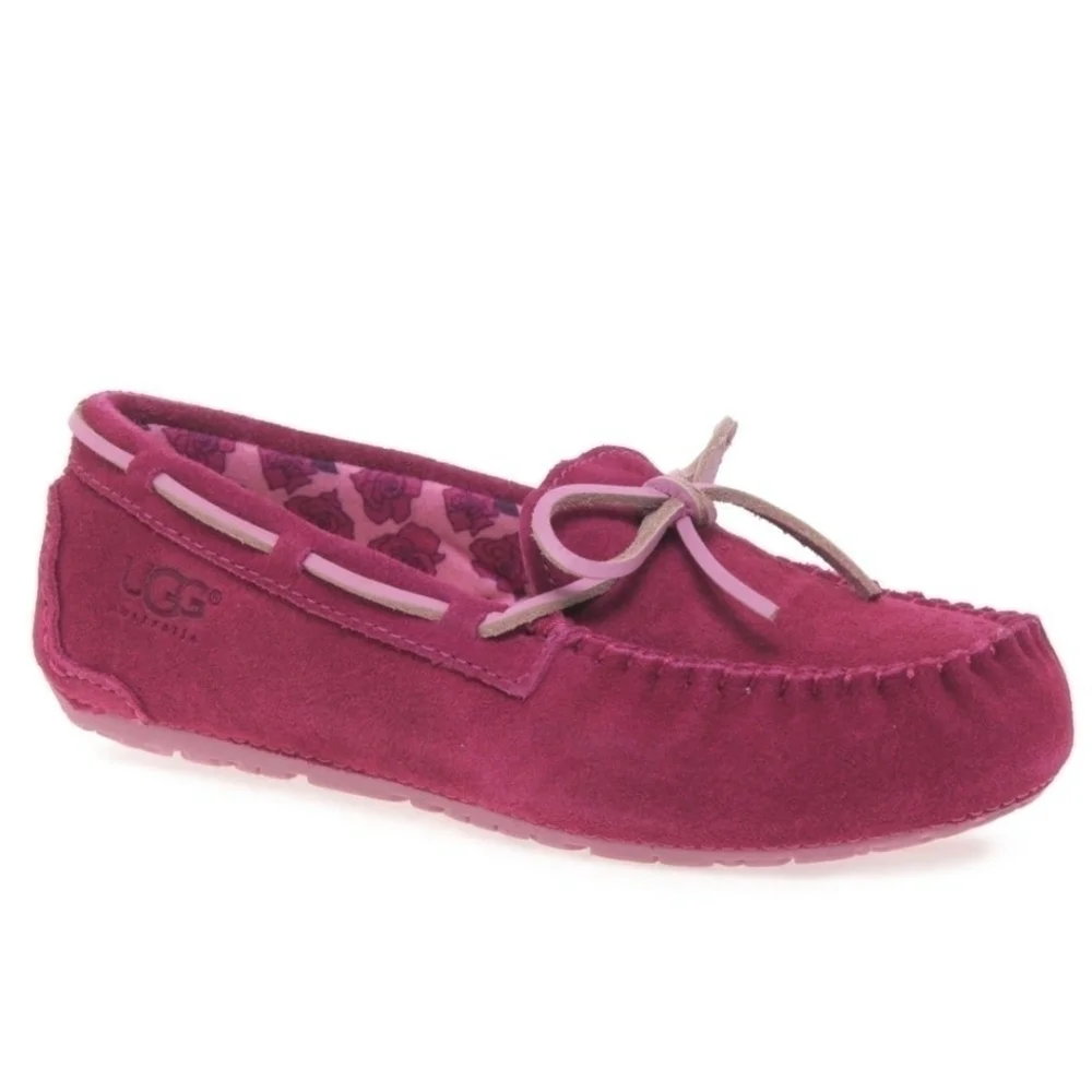 Ugg Australia kids pink suede slippers Loafer fur szUS 3 EUR 33 shoes